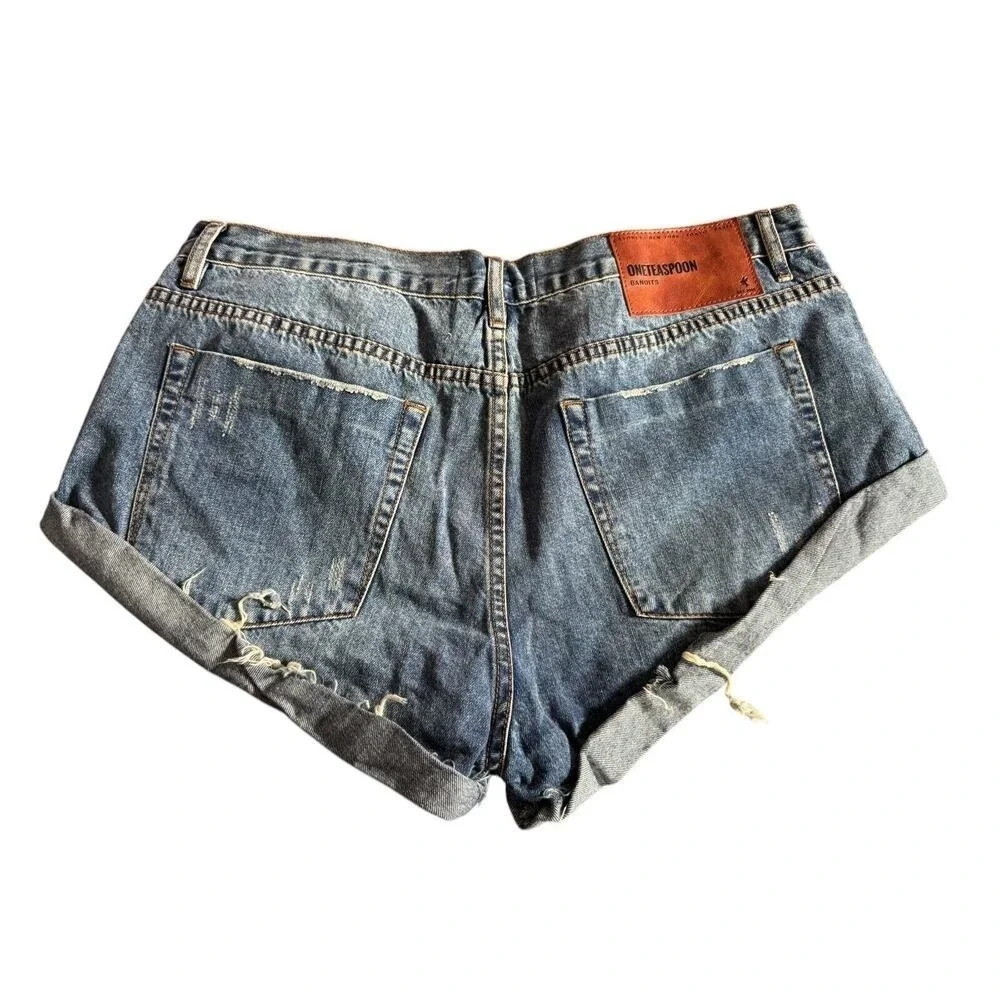 One Teaspoon Women's Pacifica Bandits Low Waist Denim Shorts Size 32 NEW